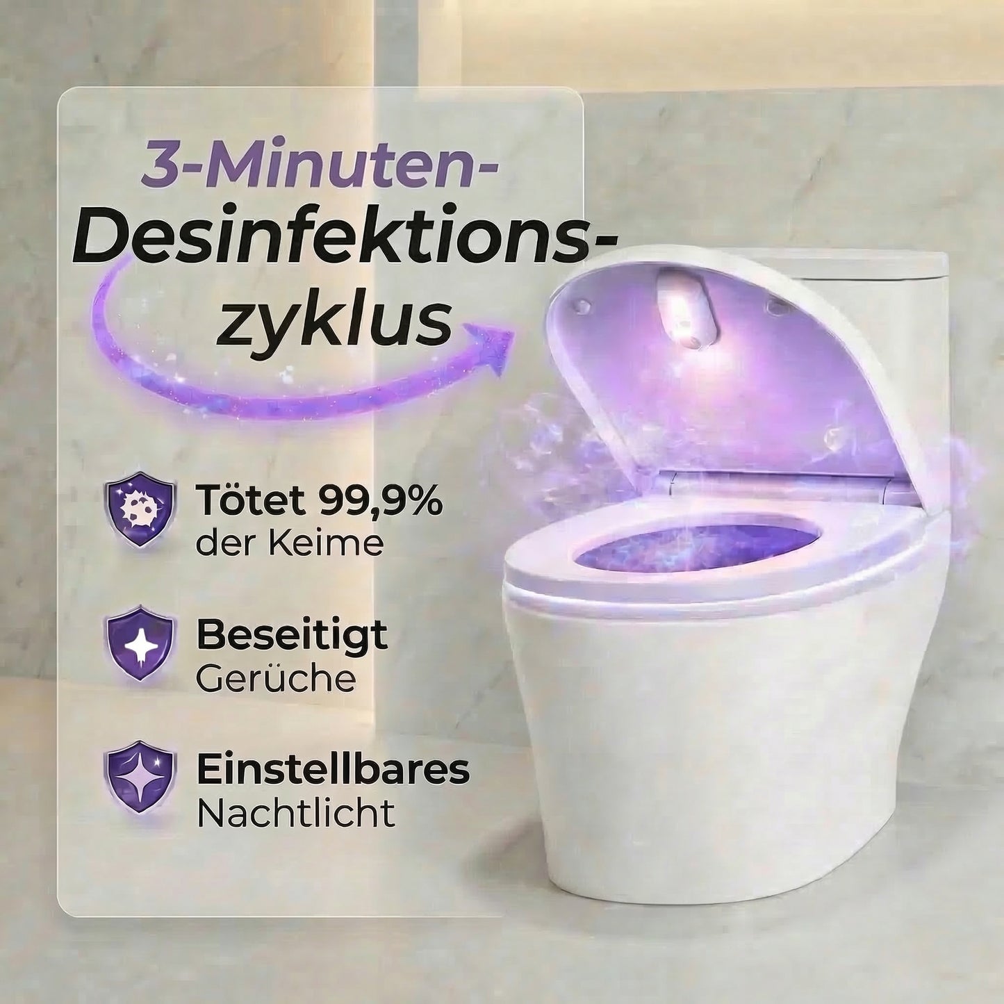 Selbstreinigender UV-Toilettenreiniger mit Nachtlicht